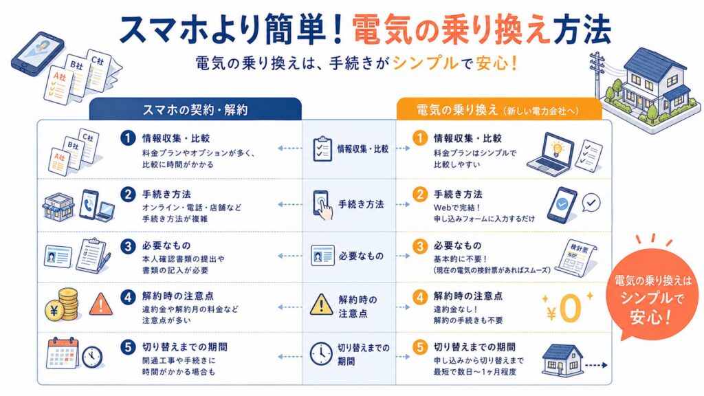 スマホより簡単!電気の乗り換え方法
