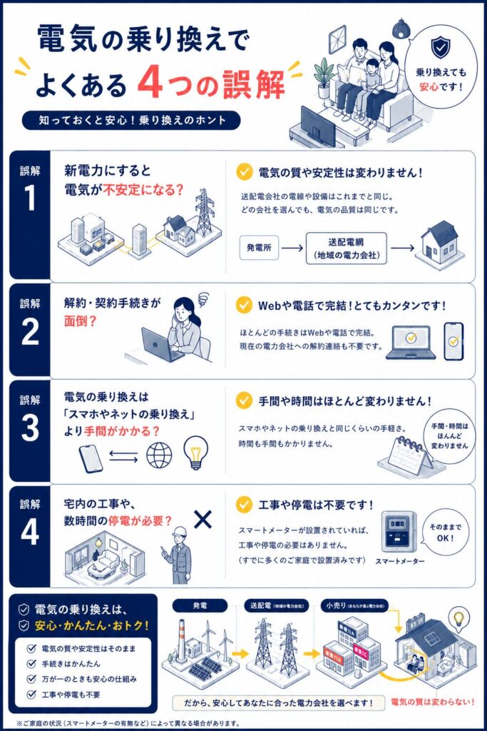 電気の乗り換えでよくある4つの誤解